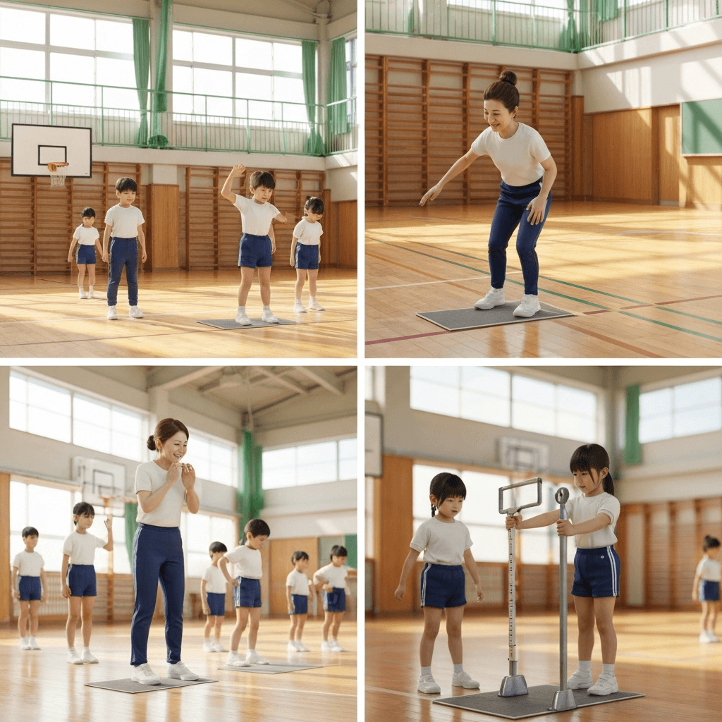 新体力テストで走っている子ども