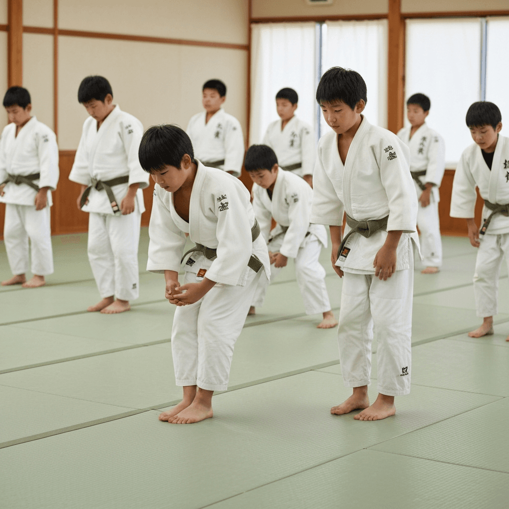 柔道をしている子どもたち
