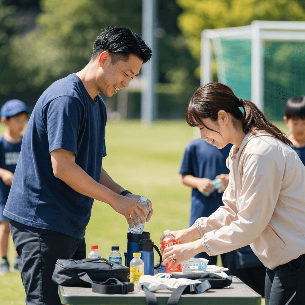 スポーツ少年団での保護者と子どもたち