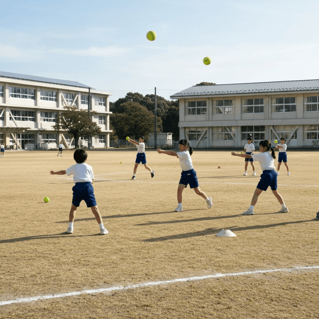 体力測定を受ける子どもたち